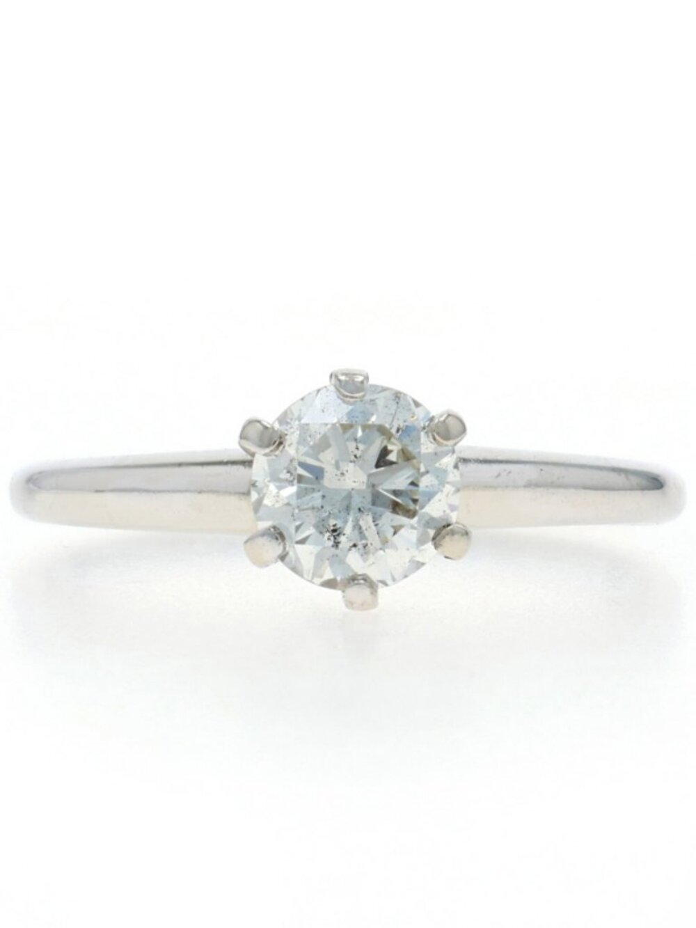 White Gold Diamond Vintage Solitaire Engagement Ring - 14k Round Brilliant .72ct
